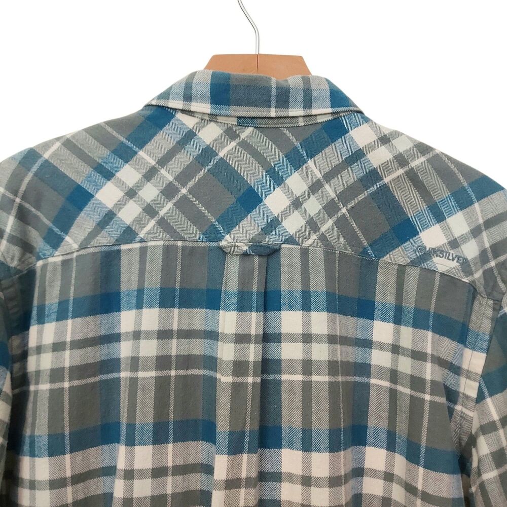 Quiksilver Waterman Mens Small Green Flannel Shirt Plaid Tailored Fit Casual - Picture 5 of 12